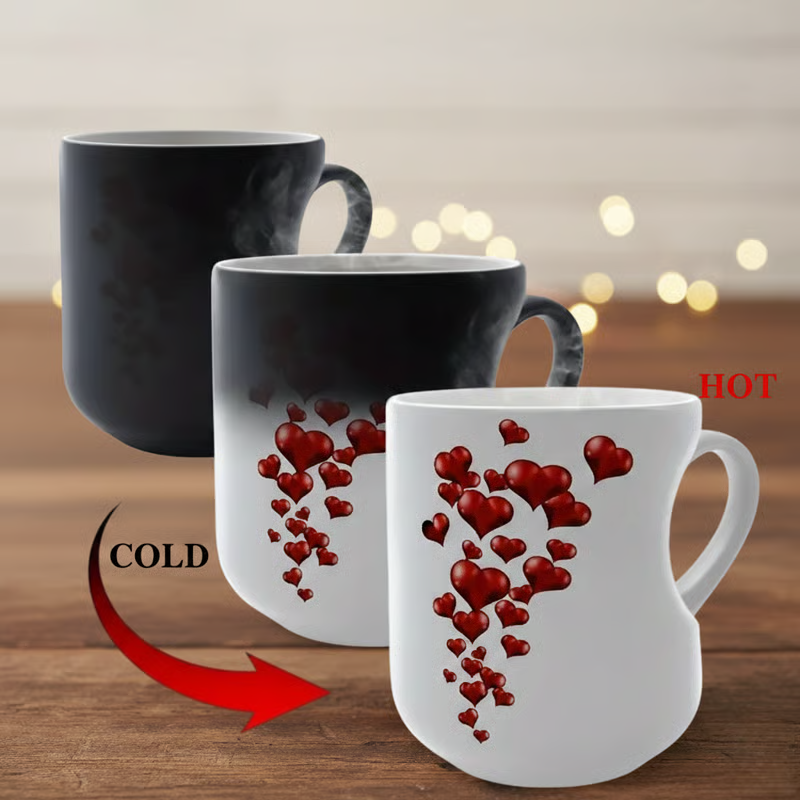 Wärmeaktivierte Herz-Tasse mit Farbwechsel – 400 ml