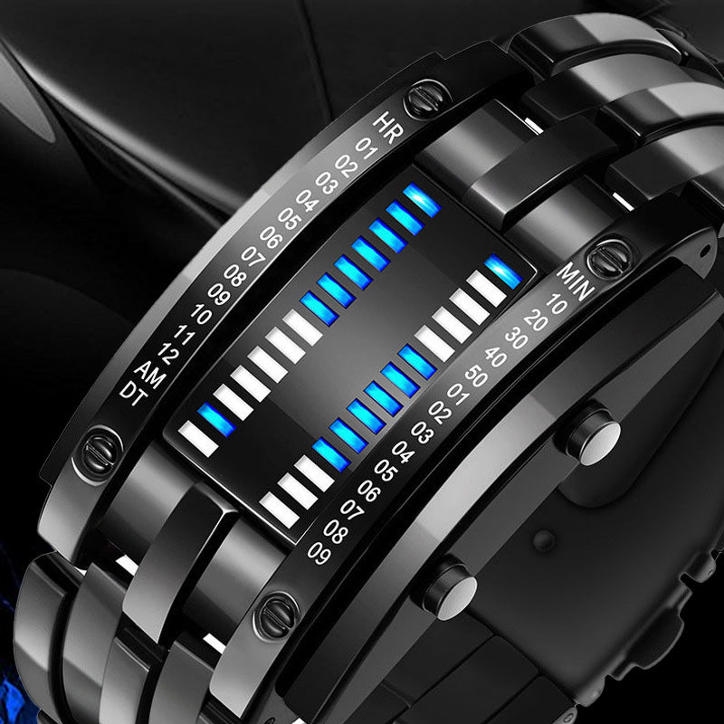Digitale LED-Binäruhr mit wasserdichtem Edelstahl-Gehäuse