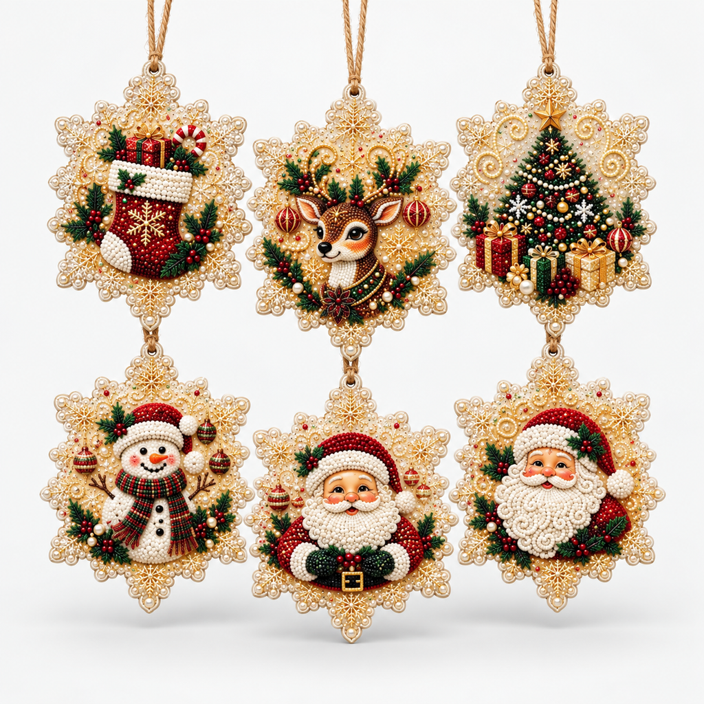 Diamond Painting Weihnachtsanhänger Set 6-teilig