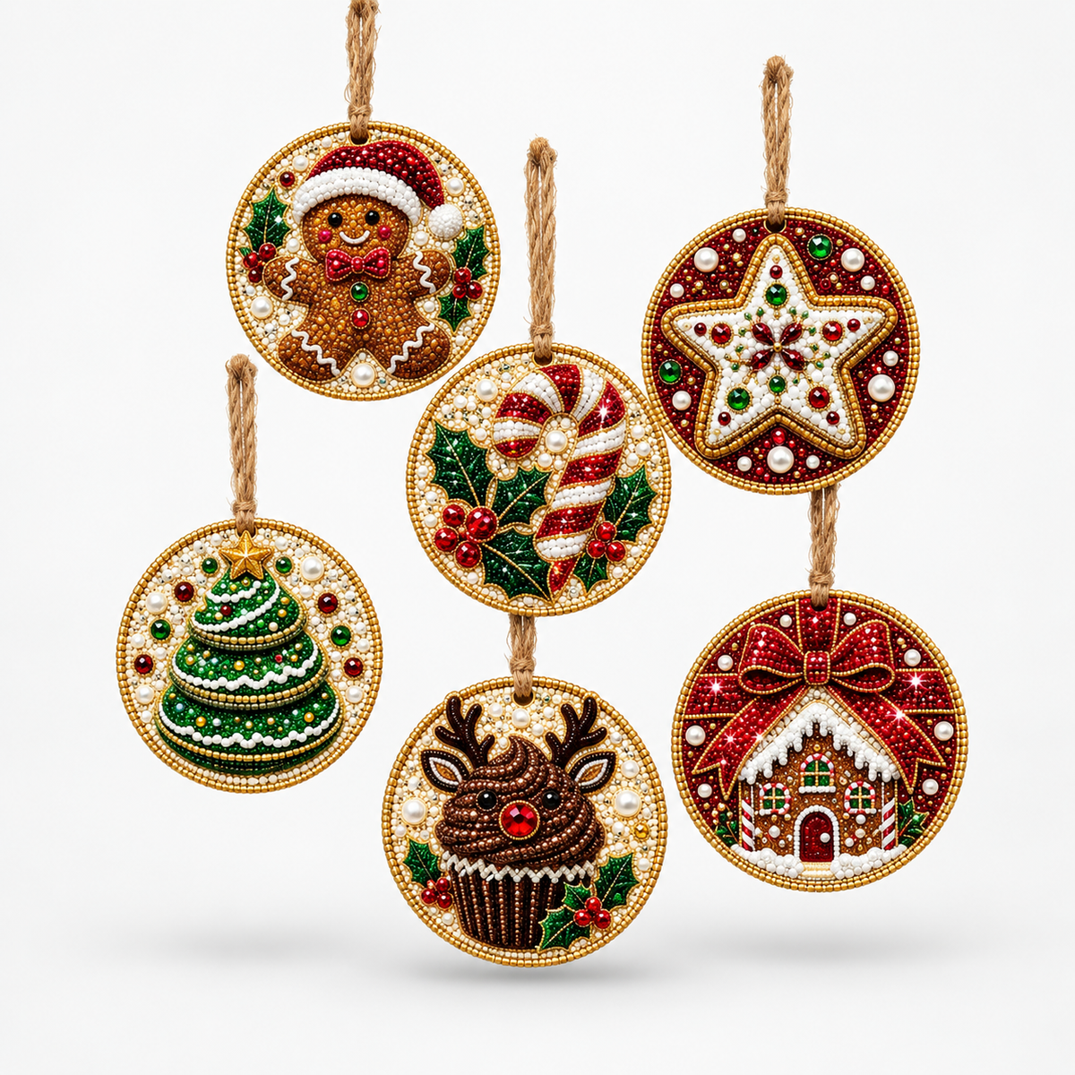 Diamond Painting Weihnachtsanhänger Set – 6-teilig