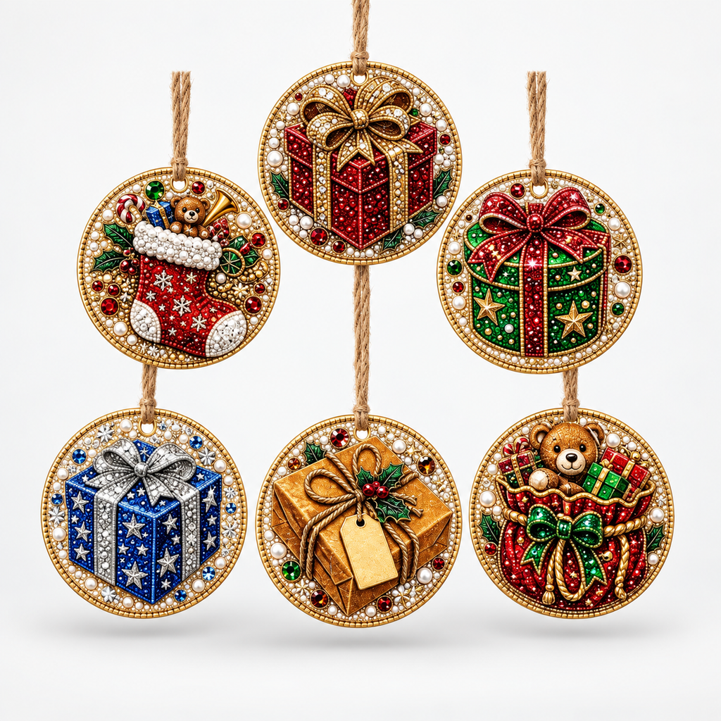 Diamond Painting Weihnachtsanhänger Set 6-teilig