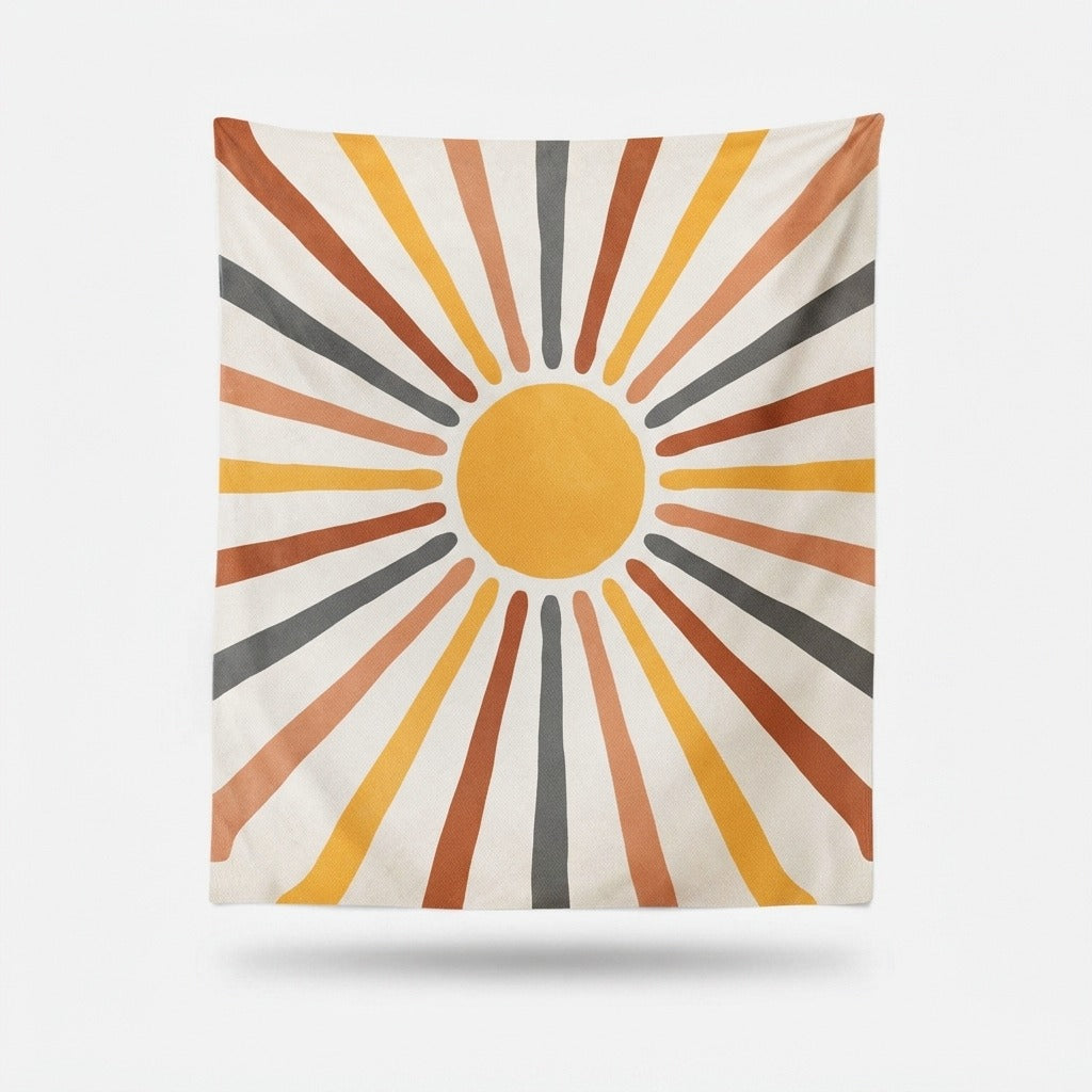 Wandteppich Sonnenmotiv Boho-Stil