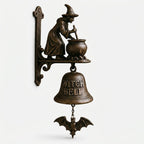 Türglocke Gusseisen Hexenmotiv mit Fledermaus-Klöppel