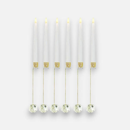 LED Weihnachtskerzen mit Kristallkugel und Haken – 6er Set für elegante Festdekoration